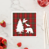Pine tree Beer Eagle op Rood Zwart Tartan Servet (Insitu)