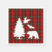 Pine tree Beer Eagle op Rood Zwart Tartan Servet (Voorkant)