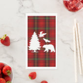 Pine tree Beer Eagle op Rood Zwart Tartan Servet (Insitu)