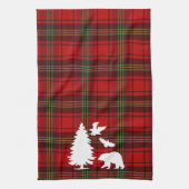 Pine tree Beer Eagle op Rood Zwart Tartan Theedoek (Verticaal)