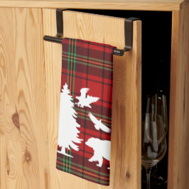Pine tree Beer Eagle op Rood Zwart Tartan Theedoek