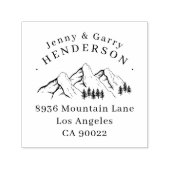 Pine-tree bergen paar bruiloft retour adres  zelfinktende stempel (Design)