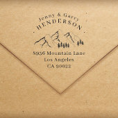 Pine-tree bergen paar bruiloft retour adres  zelfinktende stempel