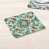 Pine Tree Berry Swirls Kartonnen Onderzetters (Schuin)