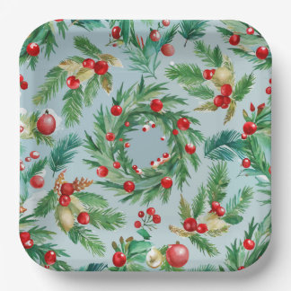 Pine Tree Berry Swirls Papieren Bordje