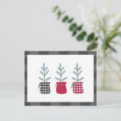 Pine Tree Black Red Holiday Land Pset Briefkaart (Staand voorkant)