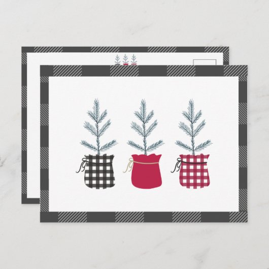 Pine Tree Black Red Holiday Land Pset Briefkaart (Voorkant / Achterkant)