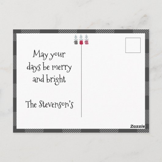 Pine Tree Black Red Holiday Land Pset Briefkaart (Achterkant)