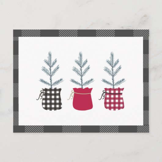 Pine Tree Black Red Holiday Land Pset Briefkaart (Voorkant)