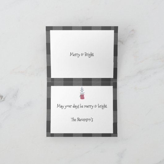 Pine Tree Black Red Holiday Land Pset Feestdagen Kaart (Binnen)