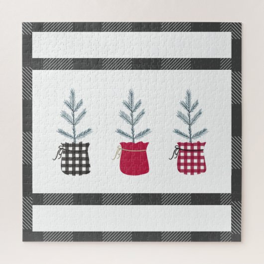 Pine Tree Black Red Holiday Land Pset Legpuzzel (Verticaal)