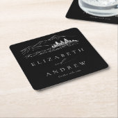 Pine Tree Bos Rustieke Bergen Bruiloft Kartonnen Onderzetters (Schuin)