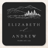 Pine Tree Bos Rustieke Bergen Bruiloft Kartonnen Onderzetters (Voorkant)