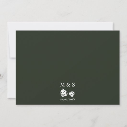 Pine Tree Bossen Bos Achtergrond Foto bruiloft Save The Date (Achterkant)