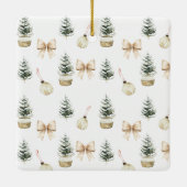 Pine Tree Bow Christmas Elegant Photo Custom Keramisch Ornament (Achterkant)