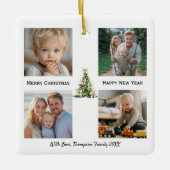 Pine Tree Bow Christmas Elegant Photo Custom Keramisch Ornament (Voorkant)