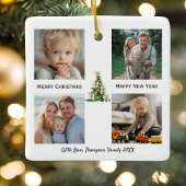 Pine Tree Bow Christmas Elegant Photo Custom Keramisch Ornament