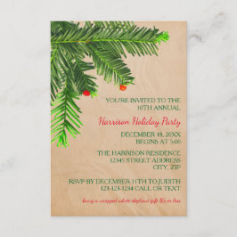 Pine Tree Branch - 3x5 kerstfeest uitnodiging