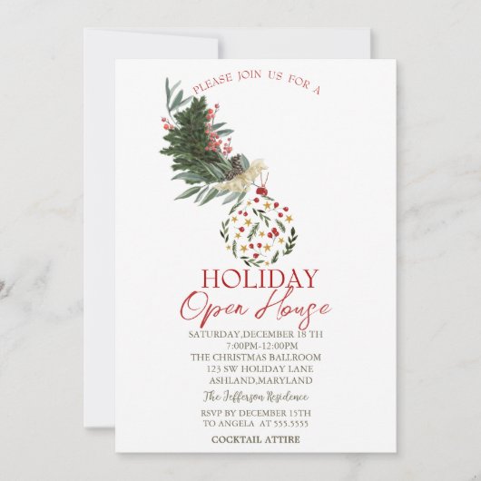 Pine Tree Branch, Ball Holiday Open House Kaart (Voorkant)