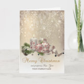 Pine Tree Branch Balls Kaars Sneeuwvlokken Feestdagen Kaart (Voorkant)