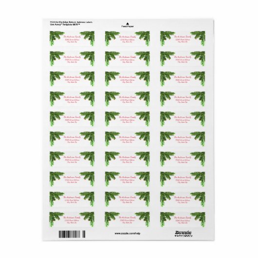 Pine Tree Branch - Return Address Label (Full Sheet)