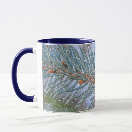 Pine Tree Branch Snow Winter Art Mok Cup (Links)