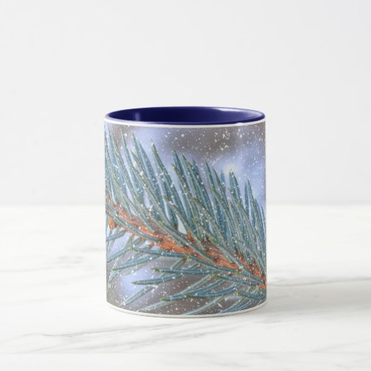 Pine Tree Branch Snow Winter Art Mok Cup (Midden)