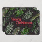 Pine tree branch typografie moderne kerst aankondiging (Voorkant / Achterkant)