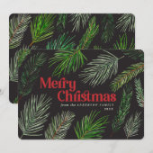 Pine tree branch typografie moderne kerst aankondiging (Voorkant / Achterkant)