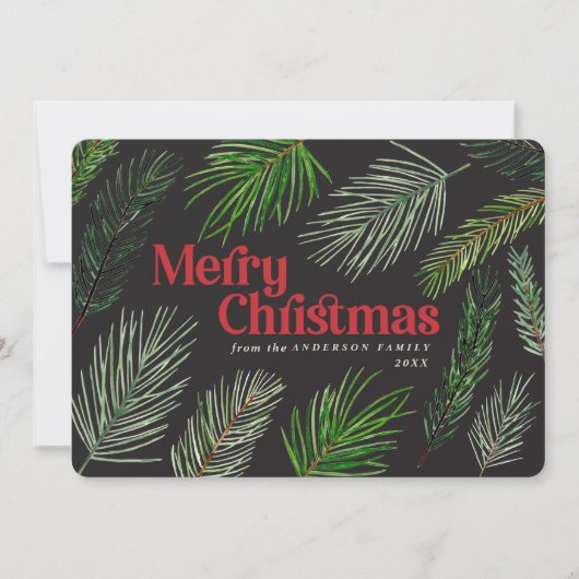 Pine tree branch typografie moderne kerst aankondiging (Voorkant)