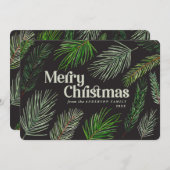 Pine tree branch typografie moderne kerst aankondiging (Voorkant / Achterkant)