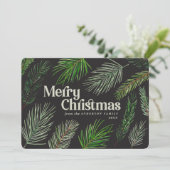 Pine tree branch typografie moderne kerst aankondiging (Staand voorkant)