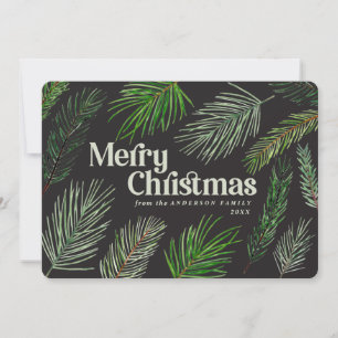 Pine tree branch typografie moderne kerst aankondiging