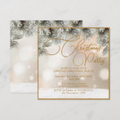 Pine Tree Branches, Ballen, Gouden Kerstmis Uitnod Kaart (Voorkant / Achterkant)