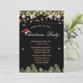 Pine Tree Branches Balls Black Christmas Company Kaart (Staand voorkant)