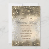 Pine Tree Branches, Balls, Gold Kerstmis Kaart (Voorkant)