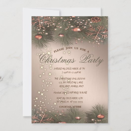 Pine Tree Branches, Balls, kerstfeest Kaart (Voorkant)