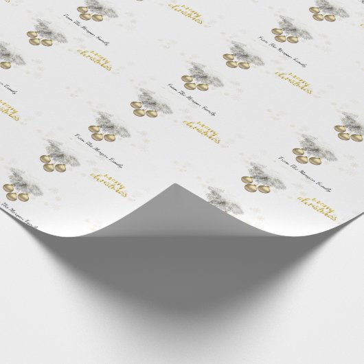 Pine Tree Branches, Balls Merry Kerstmis Cadeaupapier (Hoek)