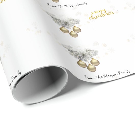 Pine Tree Branches, Balls Merry Kerstmis Cadeaupapier (Rol Hoek)