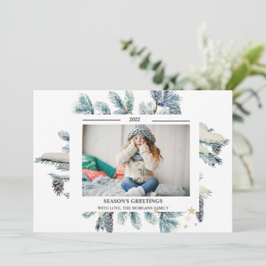 Pine Tree Branches Foto SEASON'S GREETINGS (Staand voorkant)