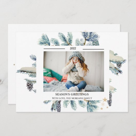 Pine Tree Branches Foto SEASON'S GREETINGS (Voorkant / Achterkant)