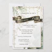 Pine Tree Branches Gold Kerstmis Company Party Kaart (Voorkant)