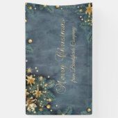 Pine Tree Branches, Gold Poinsettia, sterren Spandoek (Verticaal)