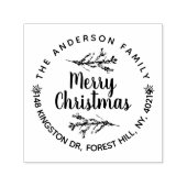 Pine Tree Branches Holiday Custom Return-adres Zelfinktende Stempel (Design)