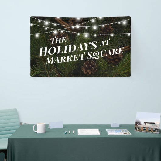 Pine Tree Branches Holiday Photo Banner (Beurs)