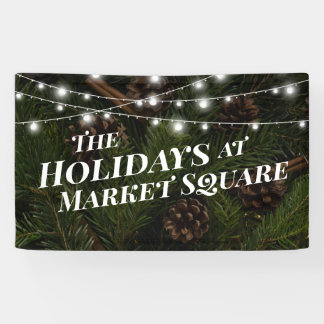 Pine Tree Branches Holiday Photo Banner