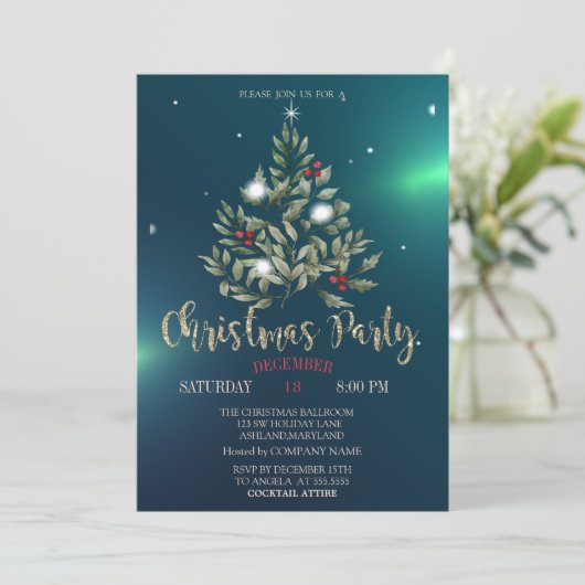 Pine Tree Branches Kerst Bedrijf Deel Kaart (Staand voorkant)