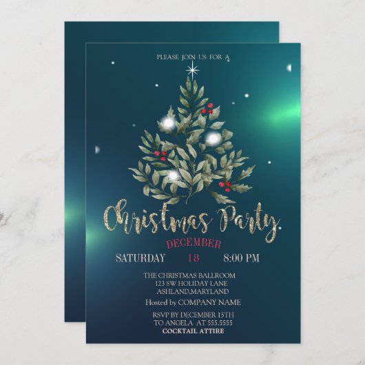 Pine Tree Branches Kerst Bedrijf Deel Kaart (Voorkant / Achterkant)