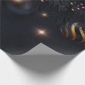 Pine Tree Branches, kerstbalken zwart Cadeaupapier (Hoek)