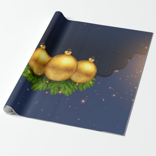 Pine Tree Branches kerstballen Cadeaupapier (Uitgerold)